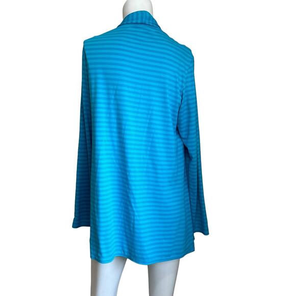 Coolibar Blue Striped Open UPF 50+ Sun Protective Open Wrap Cardigan sz S QUC - Picture 2 of 8